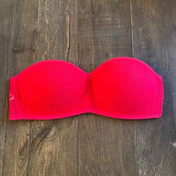 Lace Bandeau Bra Wireless Pullover Hot Pink Large PINK Victoria's Secret NWT - Picture 1 of 3